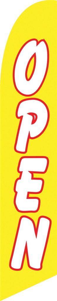 Open (yellow and white) 12ft Feather Banner Swooper Flag - FLAG ONLY