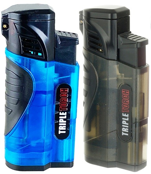 4 PACK Triple Clear Color Torch Lighter Adjustable Flame W/Cigar Puncher PR