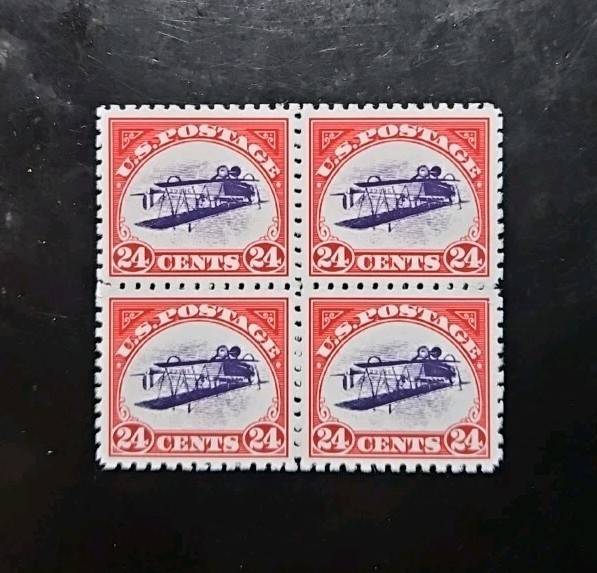 US SC# C3a 1918 24C "Inverted Jenny" Stamp Replica Block