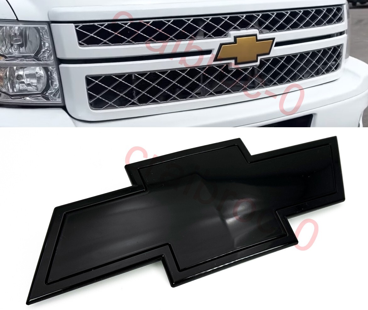 Front Bowtie Emblem Gloss Black Fit 2011-14 Silverado 2500HD 3500HD PN 22829420