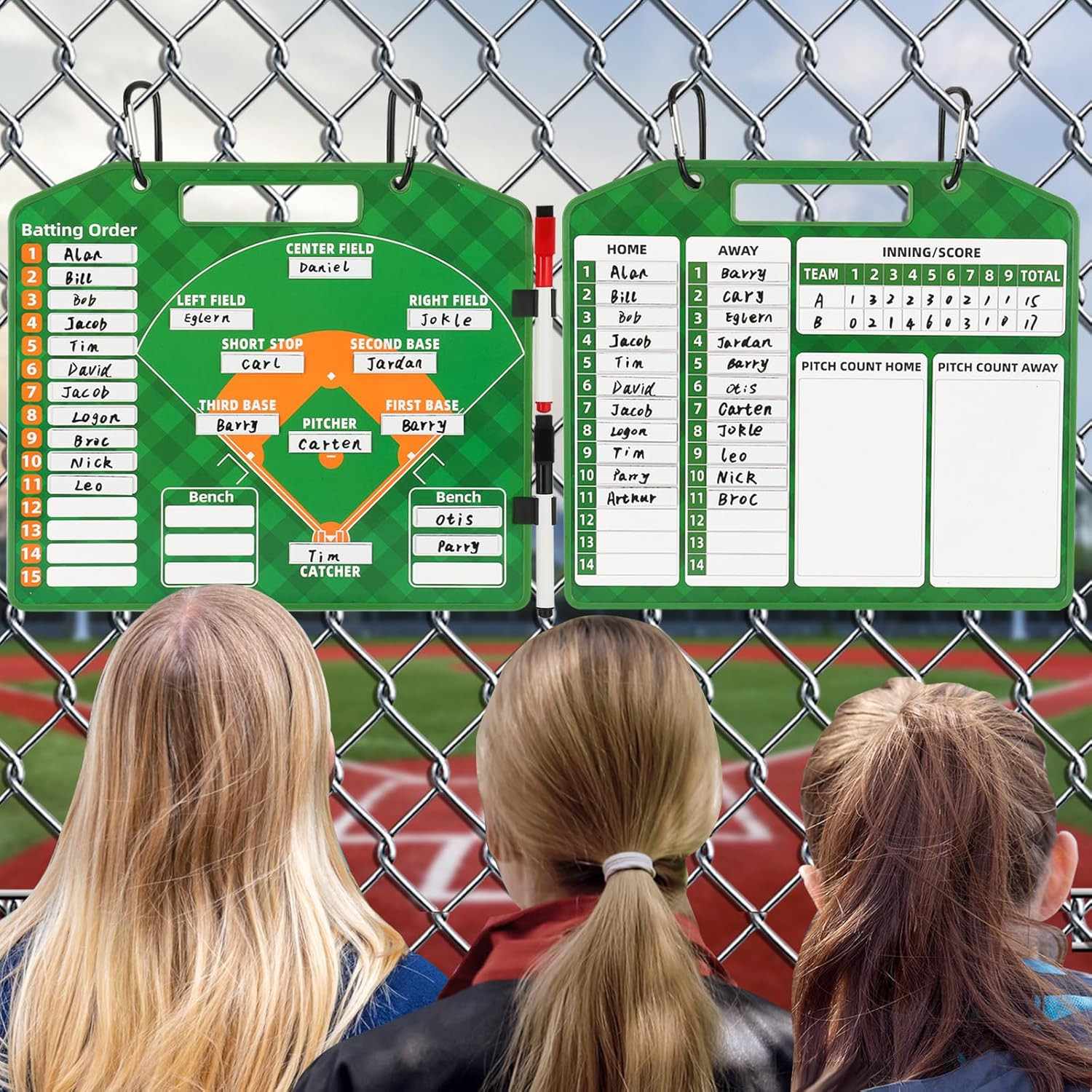 Magnetic Baseball Lineup Board with 40 Sheets Lineup Cards Clipboard for Coaches