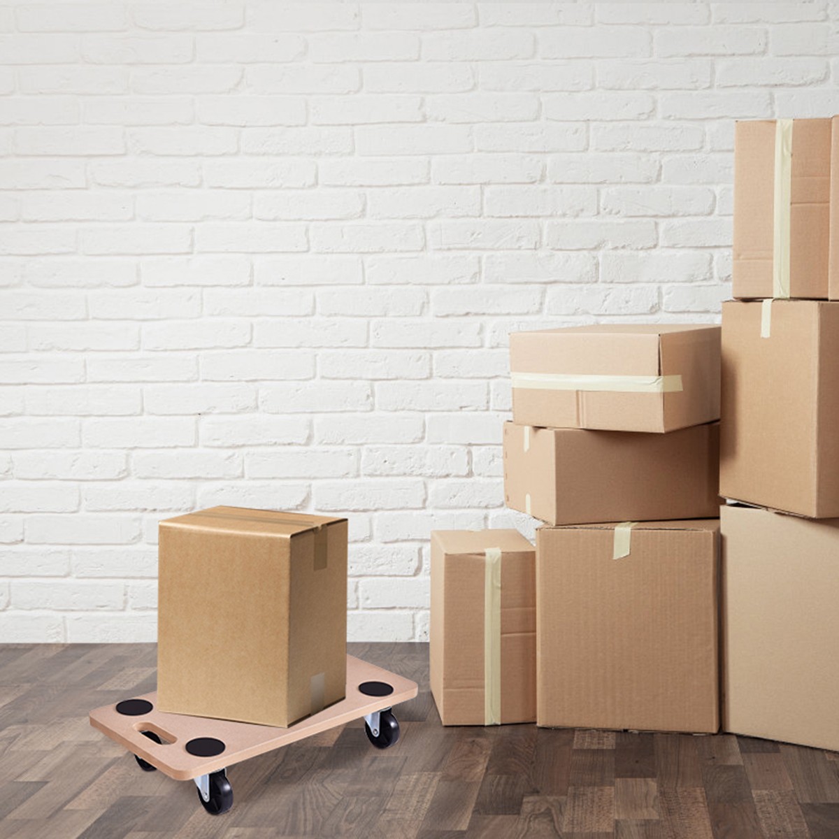 IRONMAX 440lbs Platform Dolly Rectangle Wood Utility Cart Wheeled Transporter