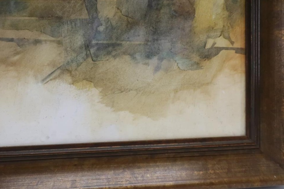 ROBERT CRAWFORD, FIGURES ALONG STAIRWAY, GOUACHE