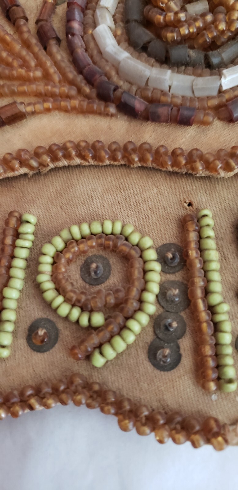 1912 NATIVE AMERICAN VICTORIAN SEED BEADED HAND MADE HANGING MATCH - CARD HOLDER