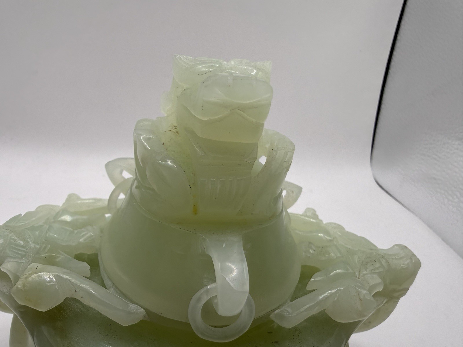 Stunning Hand Carved Early 20th Century Chinese Natural Jade Incense Burner Rare