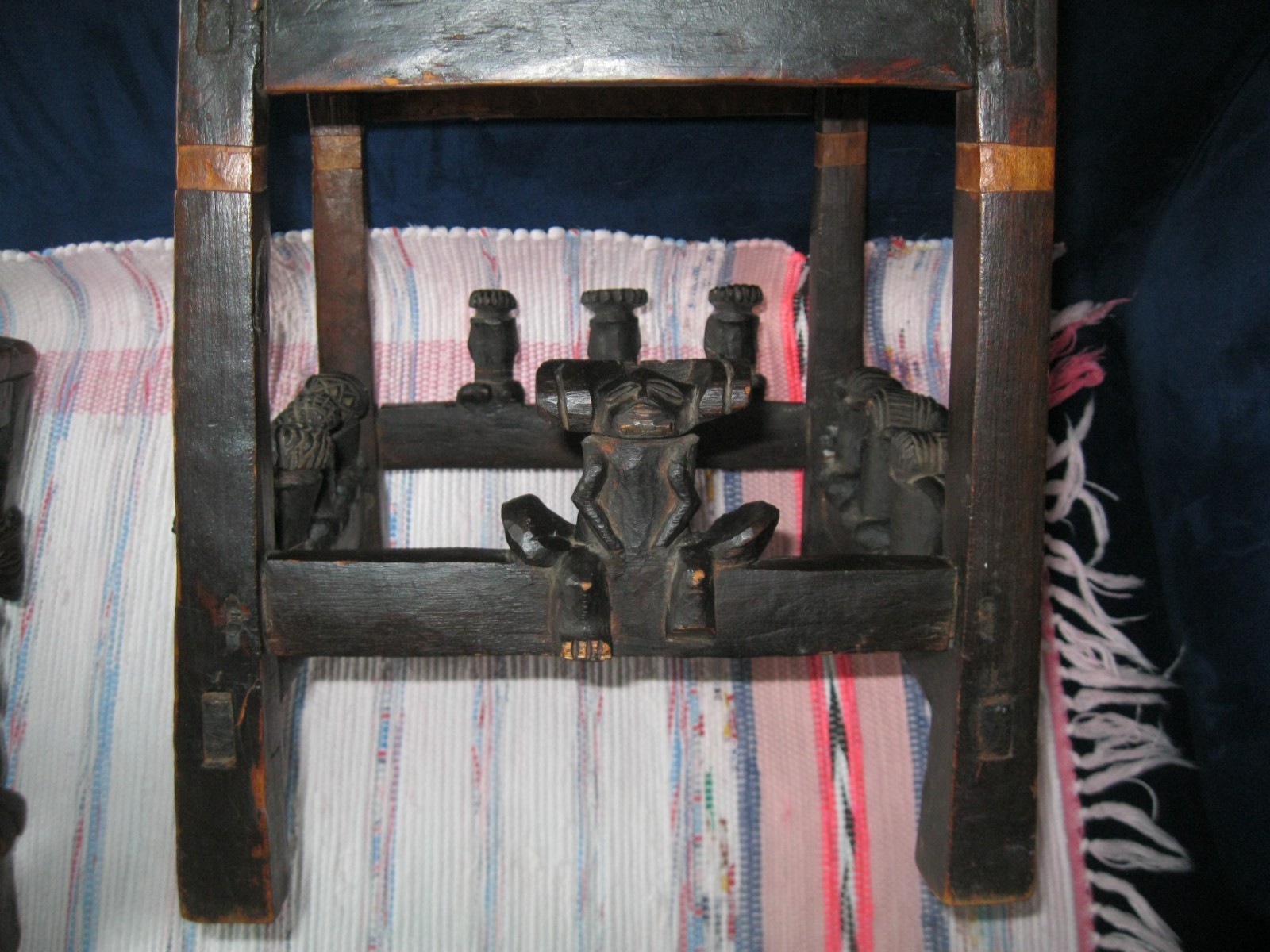 old rare Chokwe Chiefs throne and table hand carved