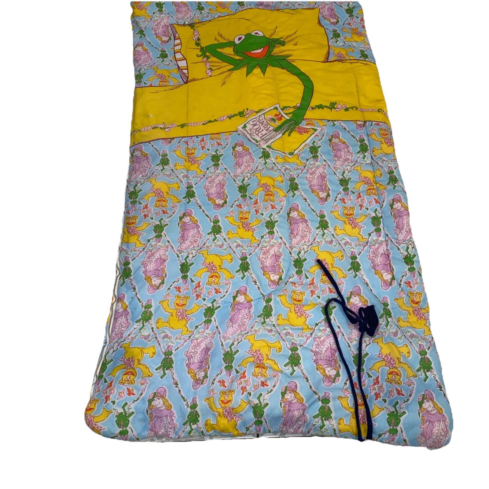 Vintage Kermit the Frog Frog Prints Sleeping Bag The Muppet Show Child Youth
