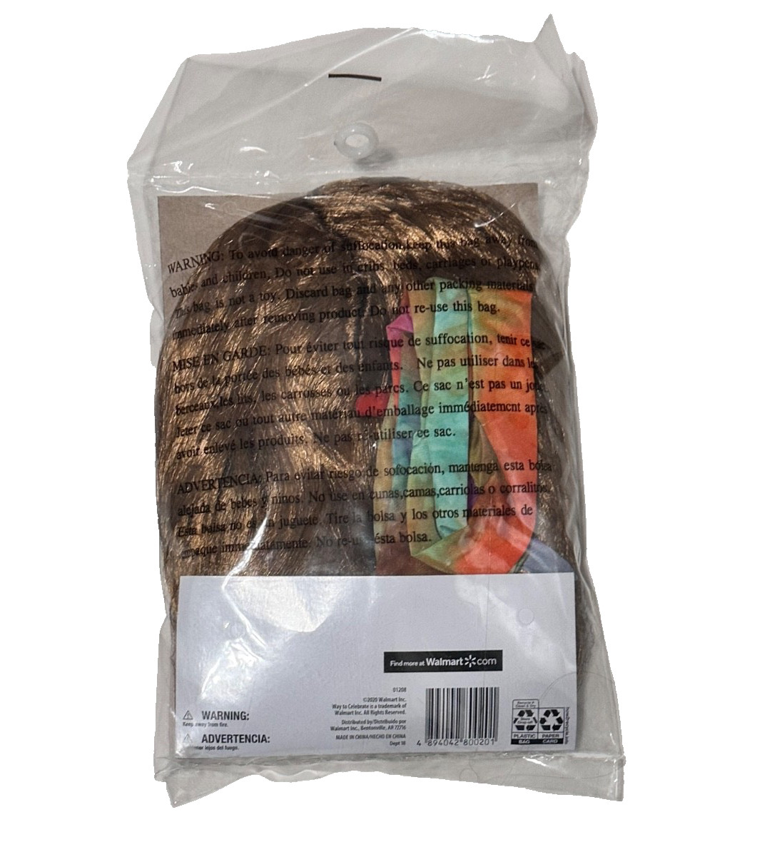 HALLOWEEN HIPPIE WIG W HEADBAND STONER PSYCHEDELIC 1970'S WOODSTOCK COSTUME