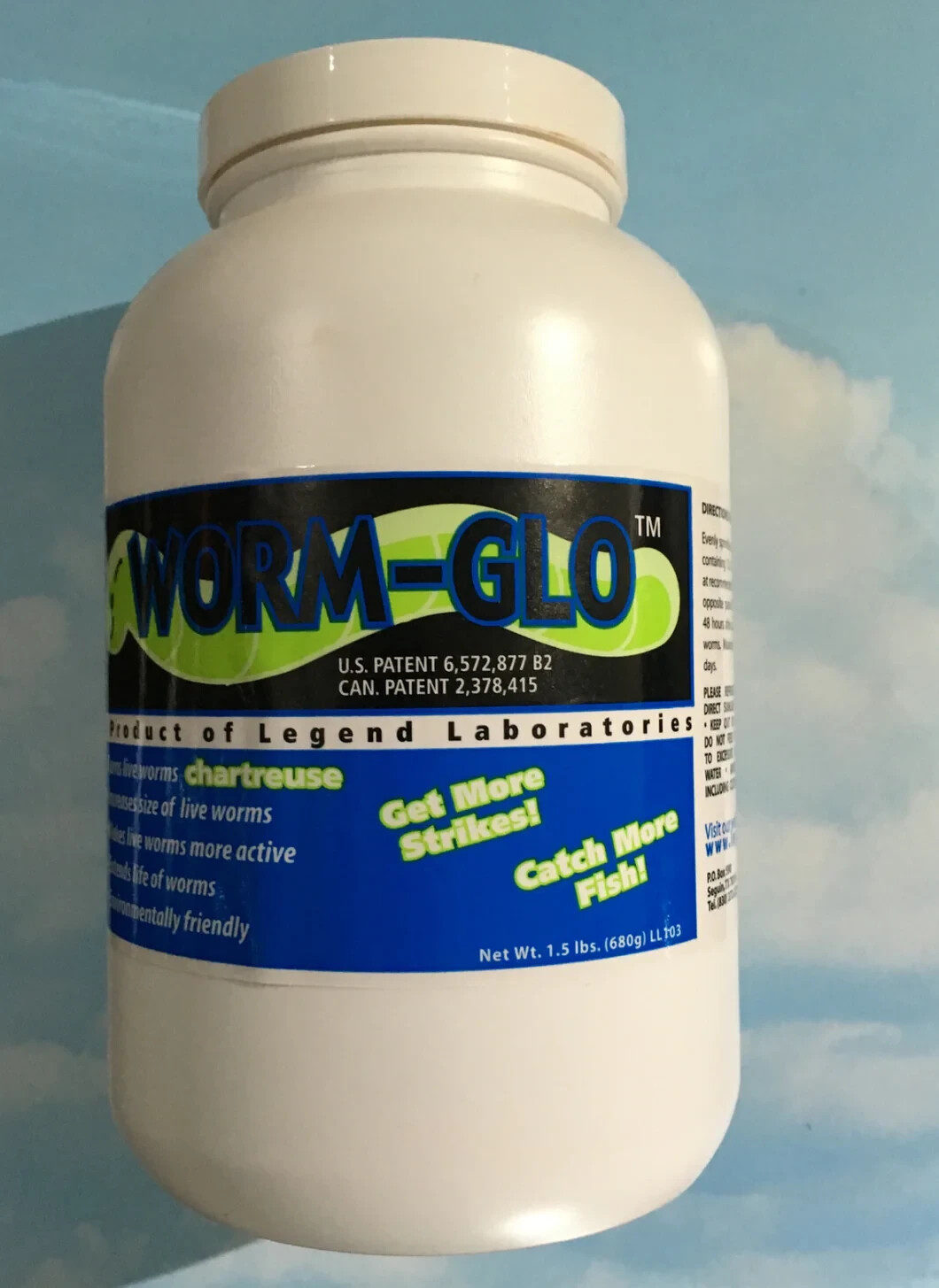 Legend Worm Glo Turns Live Worms Chartreuse 6oz. or 1.5 Lbs. Plastic Bottle