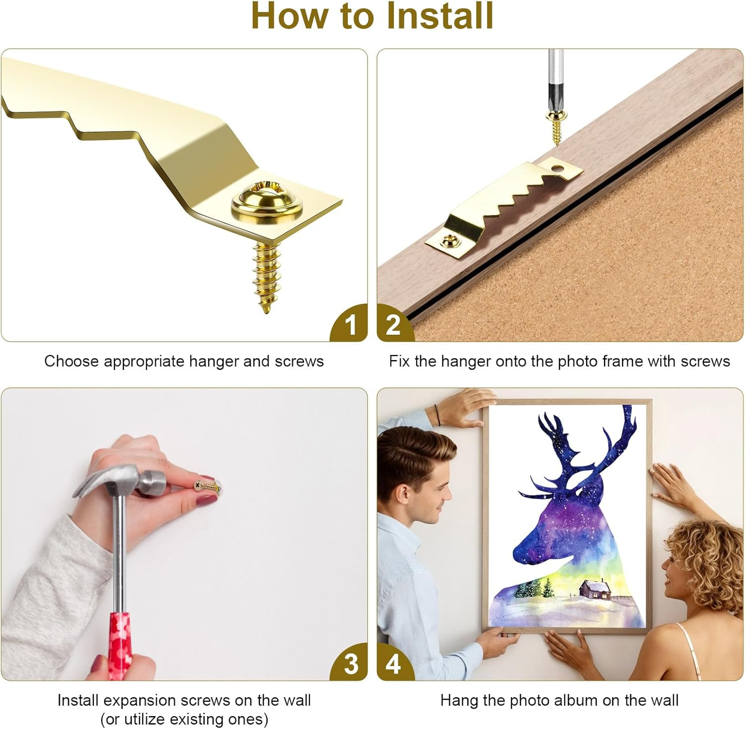 Sawtooth Picture Hangers, Picture Hanging Kit,Heavy-Duty Wall Hanging Kit with D