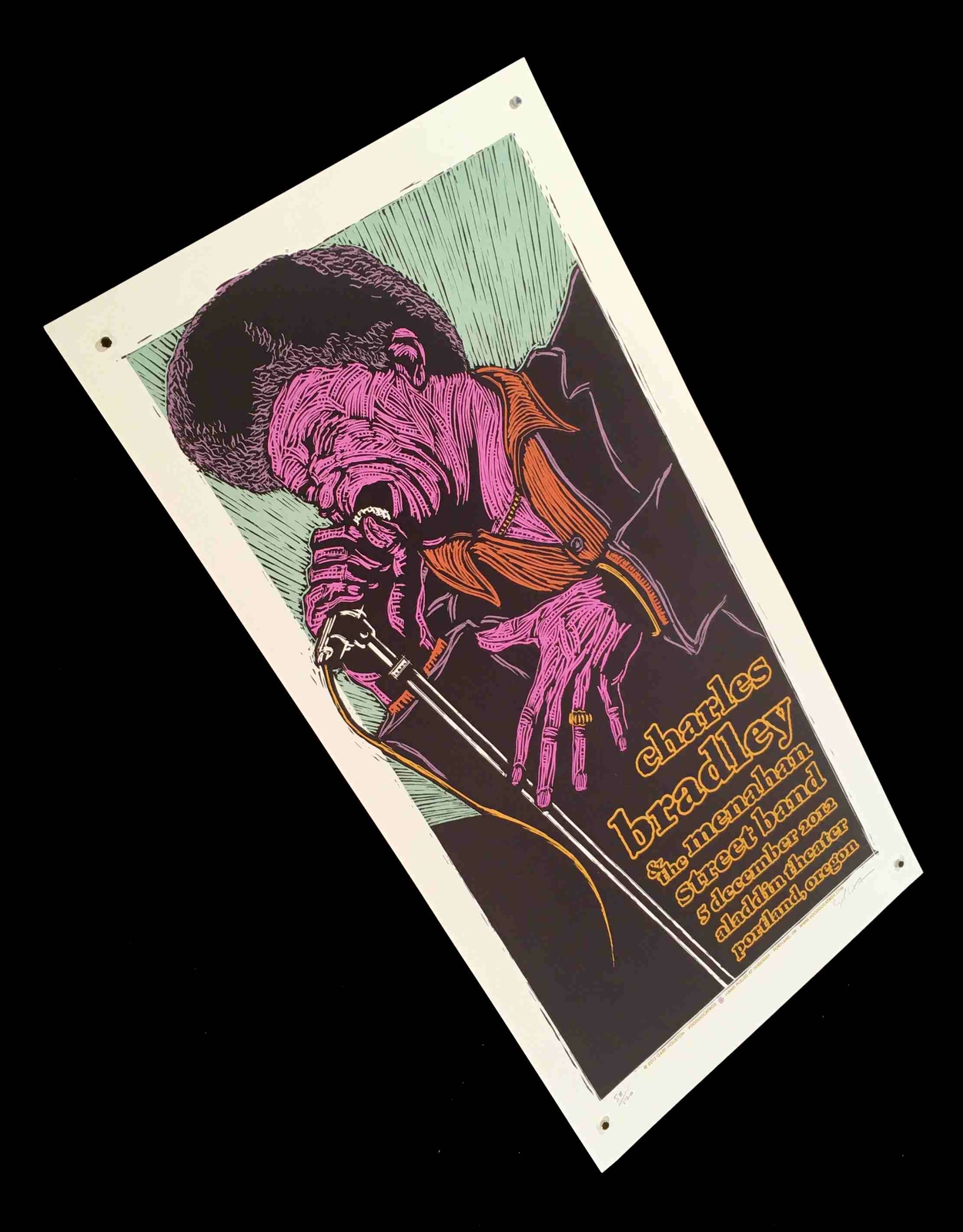 Charles Bradley Poster Portland 2012 S/N 120 Hand-Signed Silkscreen Gary Houston