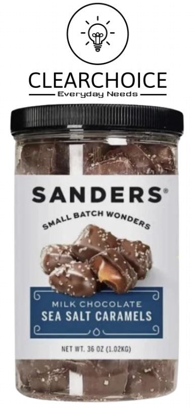 New SANDERS Milk Chocolate Sea Salt Caramels - 36 oz Jar, Fine Chocolates Snack