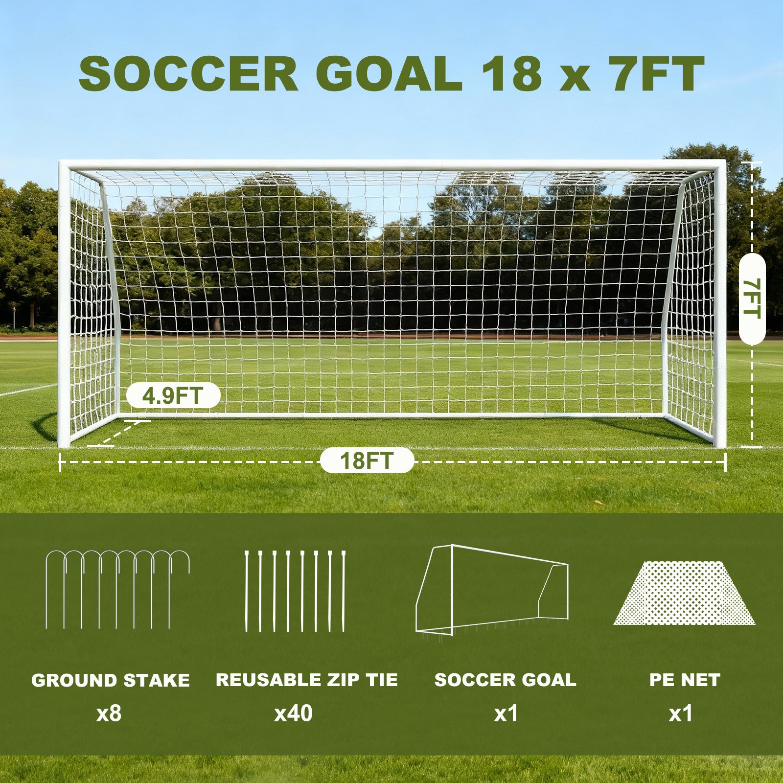 18ftx 7ft/21ftx 7ft/24ftx 8ft Metal Soccer Goals for Outdoor Practice Training