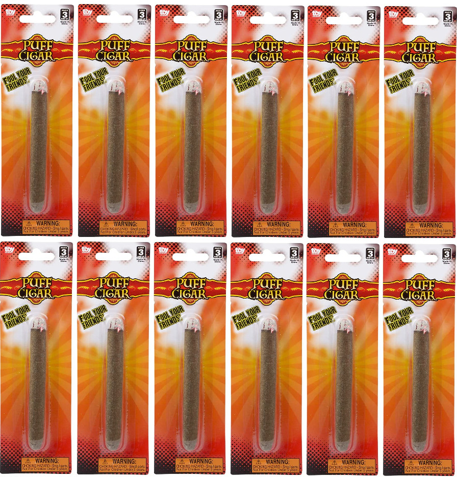 12 FAKE PUFF CIGARS - Magic Trick Joke Realistic Smoke Gag Joke Party Favor Prop
