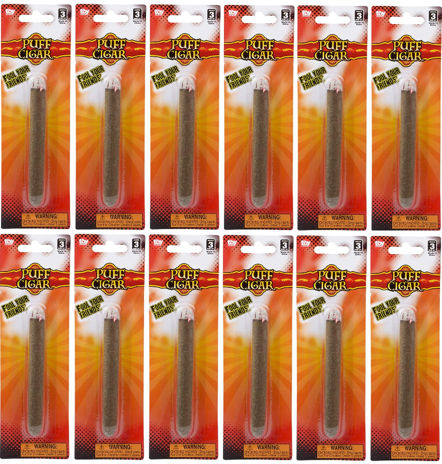 12 FAKE PUFF CIGARS - Magic Trick Joke Realistic Smoke Gag Joke Party Favor Prop