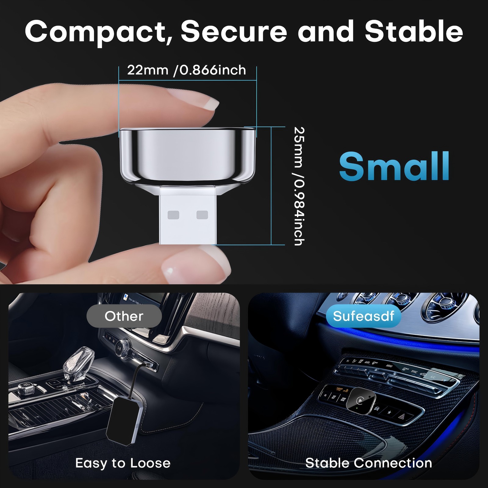 Wireless USB Carplay Adapter Dongle For iPhone Apple Android Auto Plug &Play