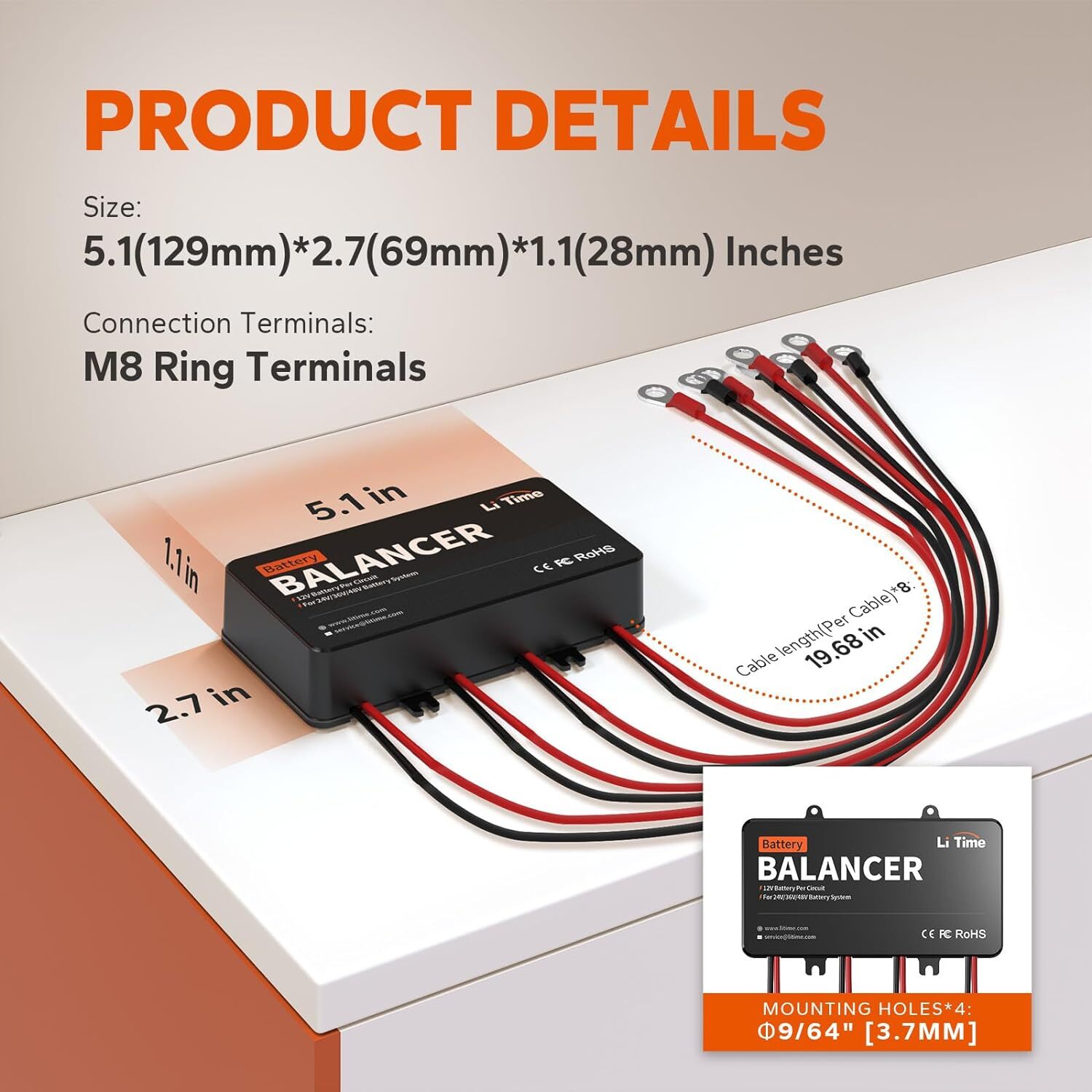 LiTime Battery Equalizer Balancer for 24V/36V/48V Lead Acid Lithium Battery Bank
