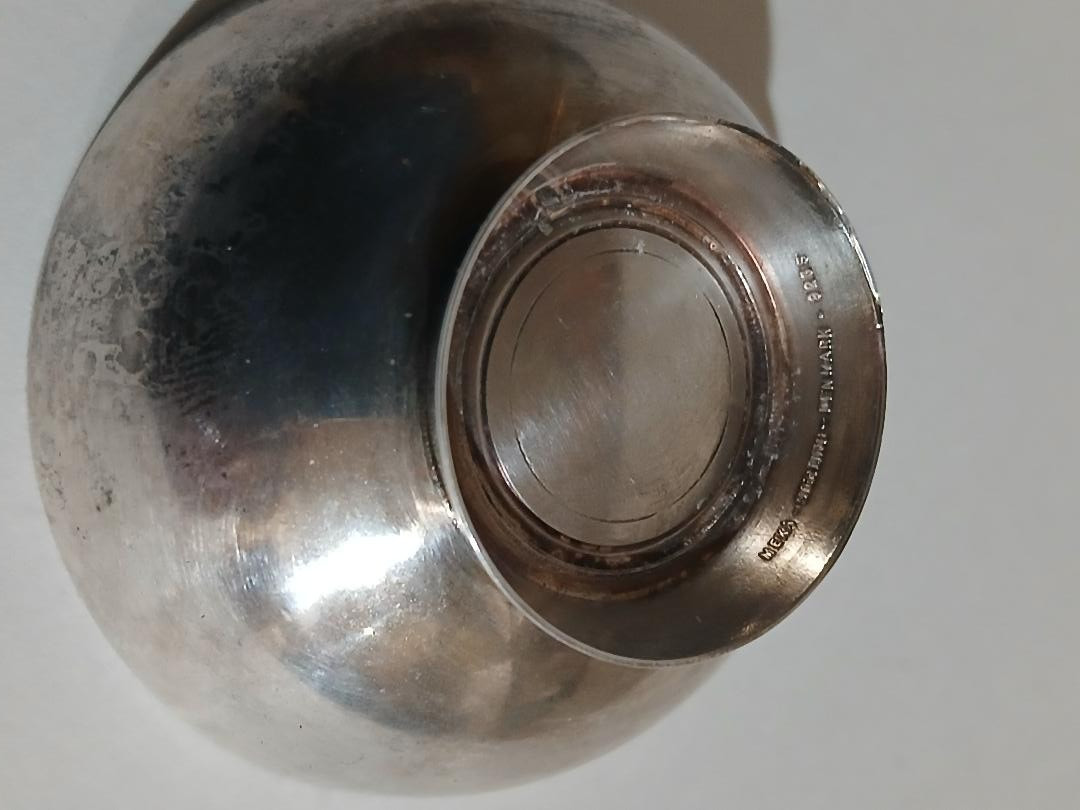 Meka Denmark PURPLE Enamel Sterling Silver Salt Cellar and matching Spoon