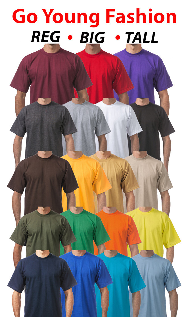 T-Shirts Short Sleeve Tees Heavyweight Shirts Solid BIG TALL Oversize UP TO 10XL