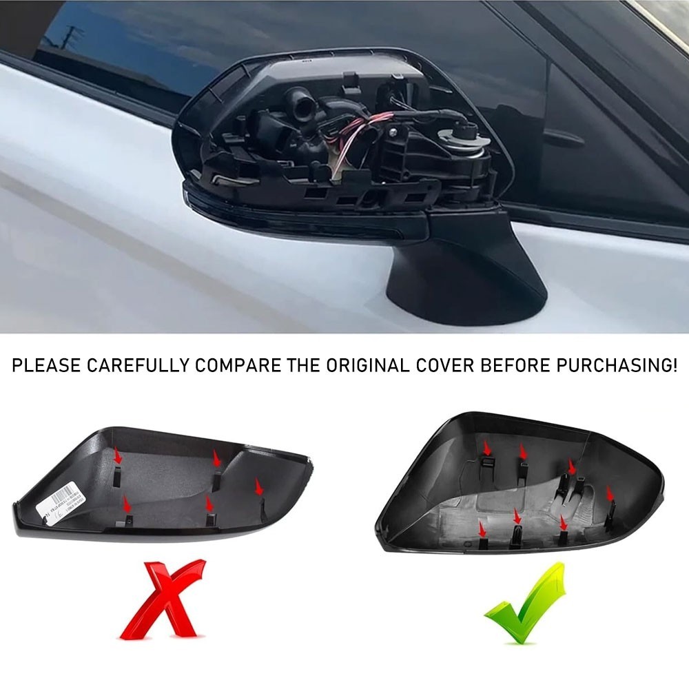 Pair Left&Right Side Mirror Cover Cap for 2018-2024 Toyota Camry Gloss Black