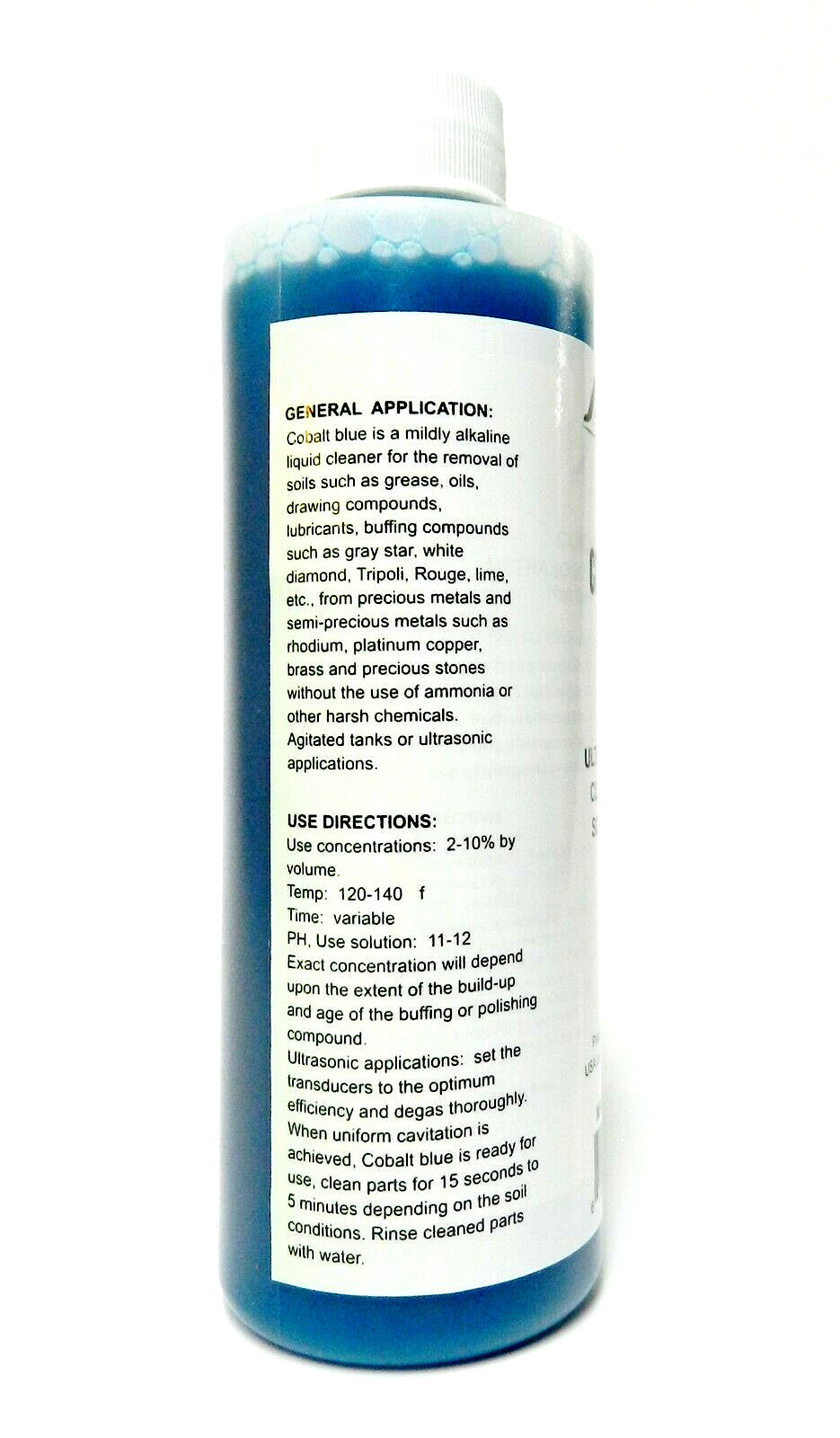 Ultrasonic Solution Cleaner Cobalt Blue Concentrate Cleaning Jewelry Parts 8oz