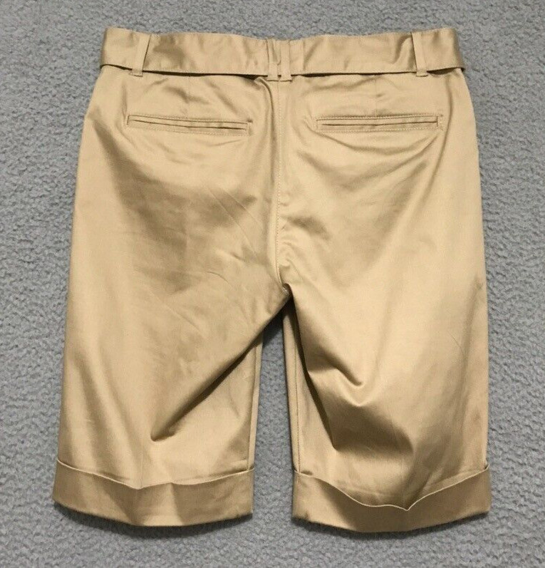 NYC Bermuda Shorts Women Size 2 Belted Cuffed Tan