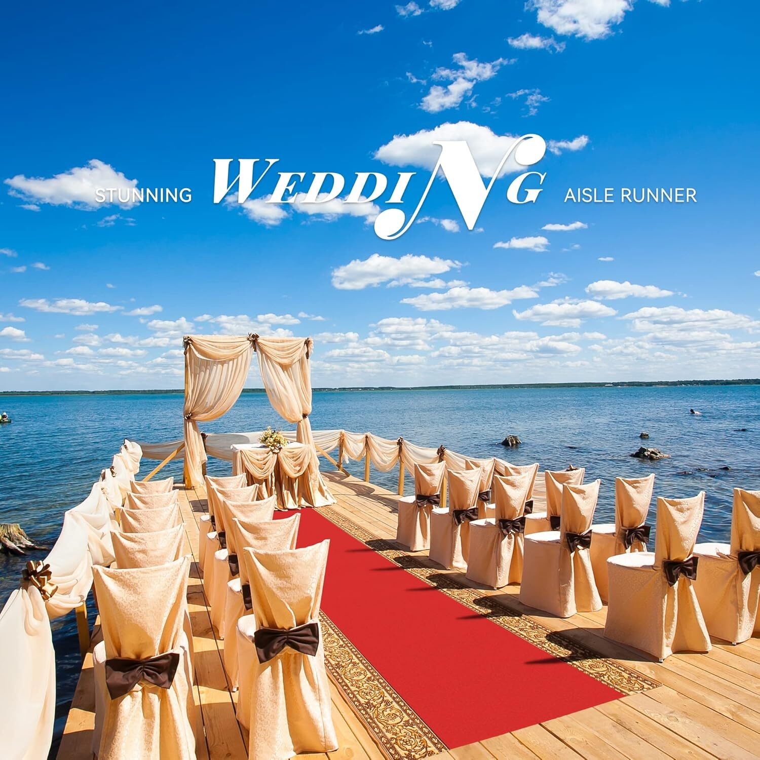 Red/White Wedding Carpet Non-Woven Polyester Wedding Aisle Runner for Ceremony