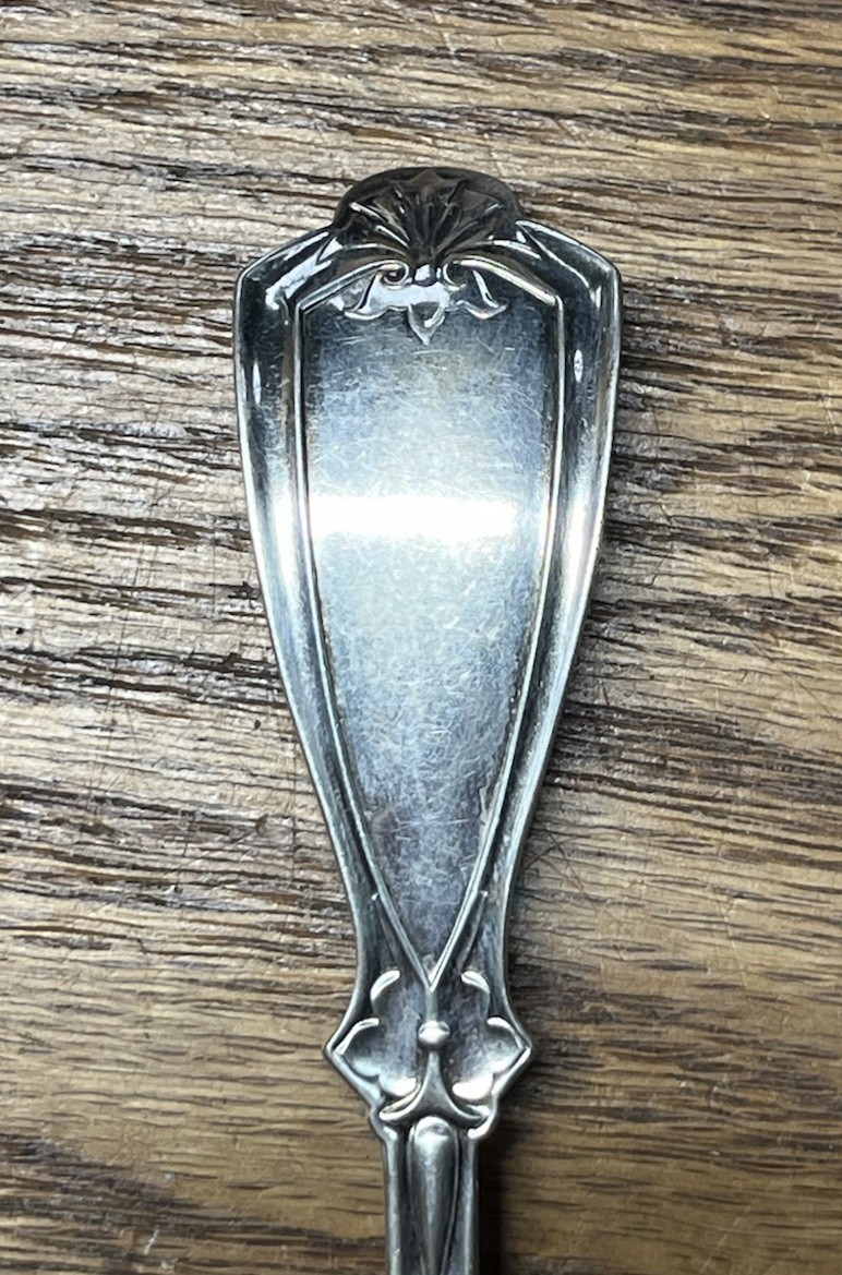 American Coin Silver Serving Tablespoon Realistic Fox Head F A B & Co Monogram