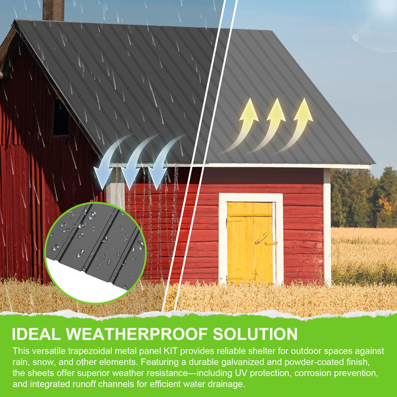 116FT Galvanized Roofing Panel w/Steel Screw for Pergola,Gazebo,Shed(20Pcs,Grey)