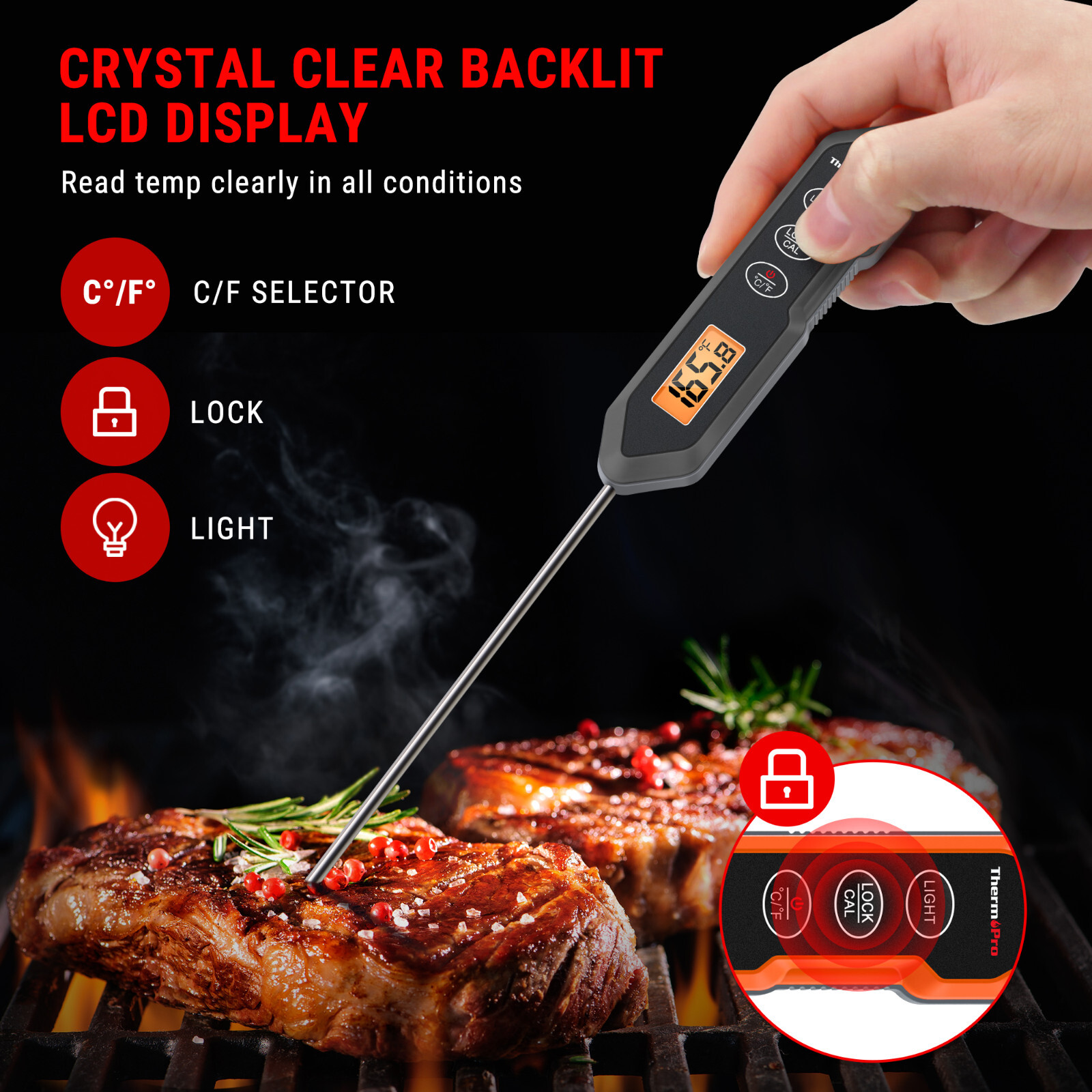 Themopro TP15HW 5.4 Long Probe Waterproof Instant Read Digital Meat Thermometer