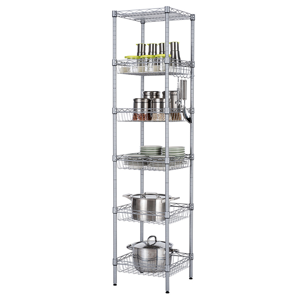 63" 6 Shelf Adjustable Coner Storage Shelving Unit Steel Organizer Wire Rack