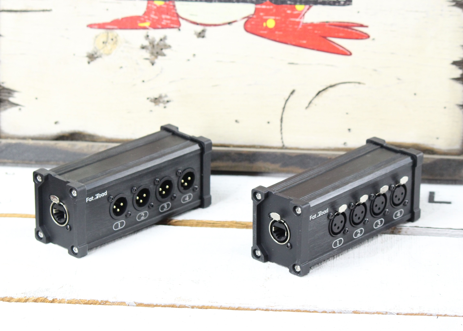 4 Channel DMX Hub XLR Cable Extender 2 Pack Set | RJ45 Ethercon Wire Live Stage