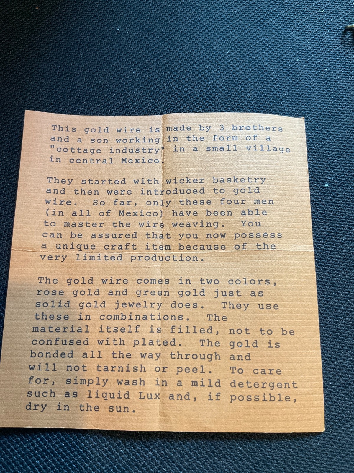 Handcrafted Gold Filled Wire Artisan Lg Cross & Unique Chain Mexico W/Paperwork