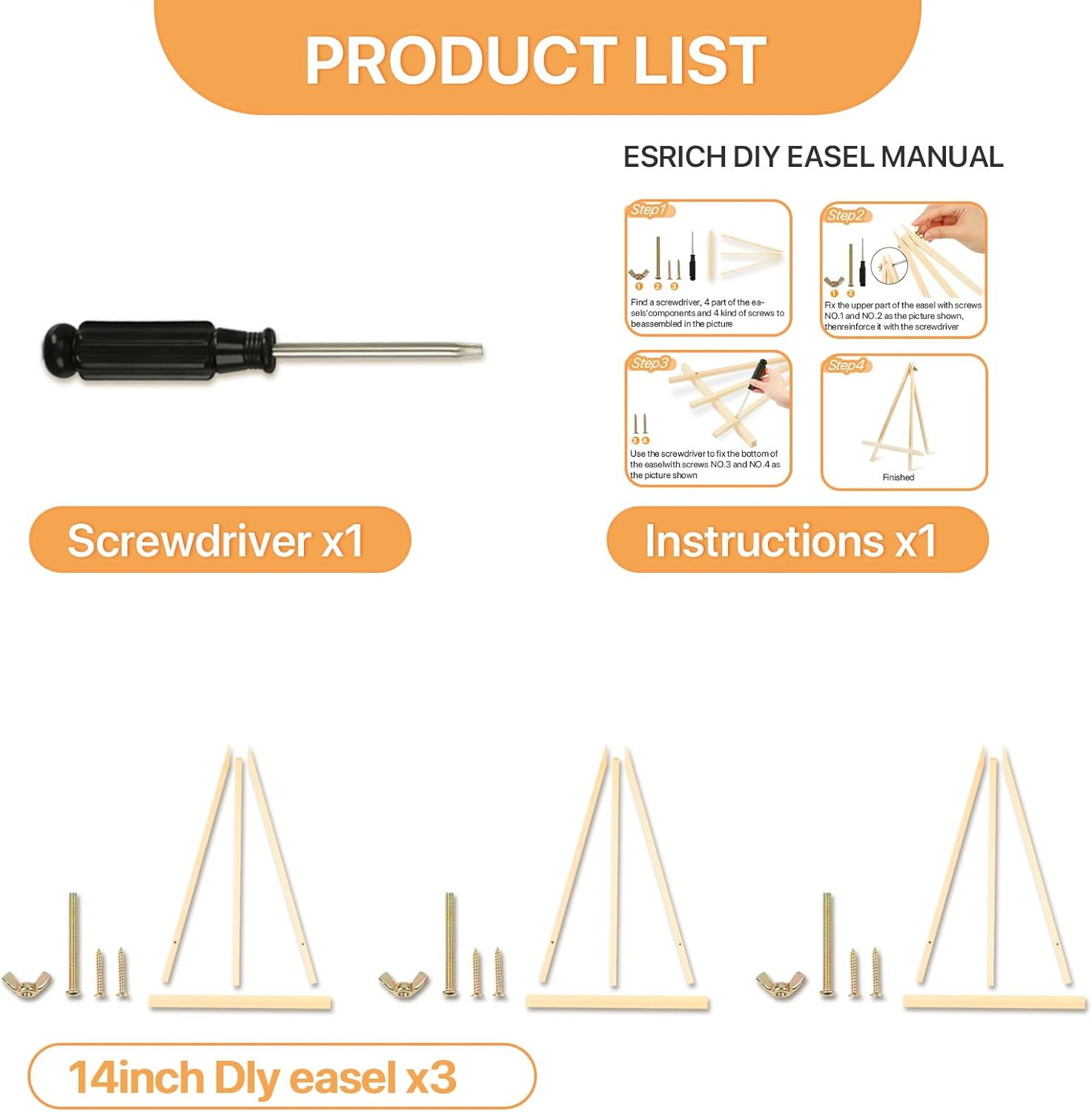 2 Pack 14 Inch Wood Easels, Tabletop Easels, Easel Stand for Painting, Tripod Pa