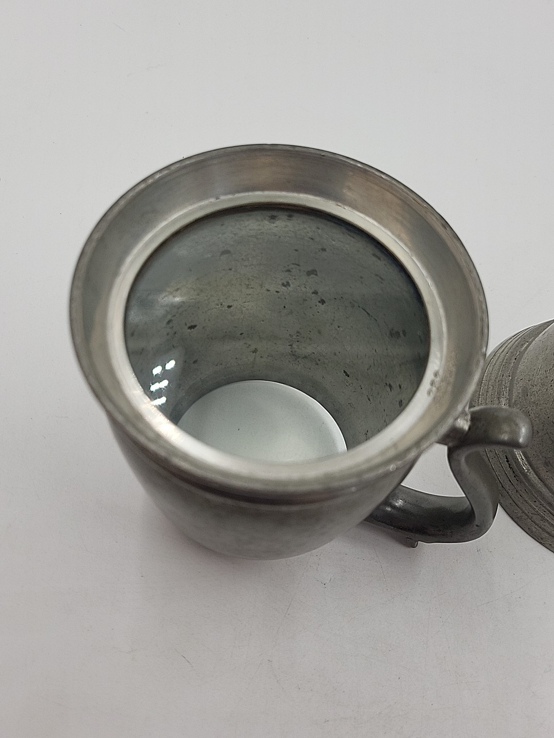 2~Vintage Reed & Barton Pewter Tankard Mugs #124,#232 Glass Bottoms Engraved