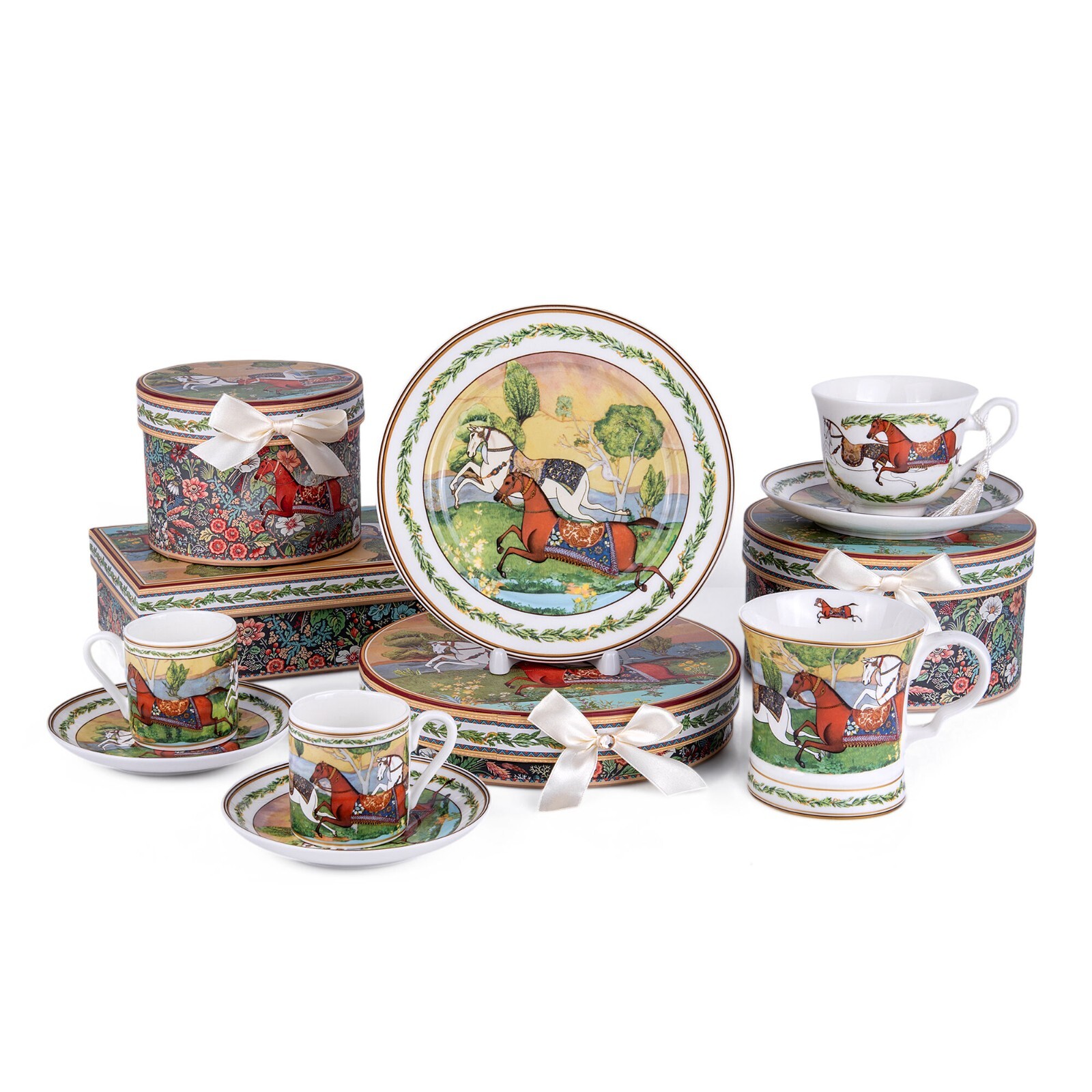 Running Horse Bone China Espresso Cup Set Luxury Demitasse Coffee Cups Set 100ml