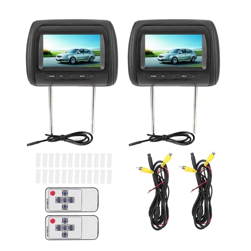 2 Pieces Car Headrest LCD Video Monitors MP5 DVD Display with Wireless Control