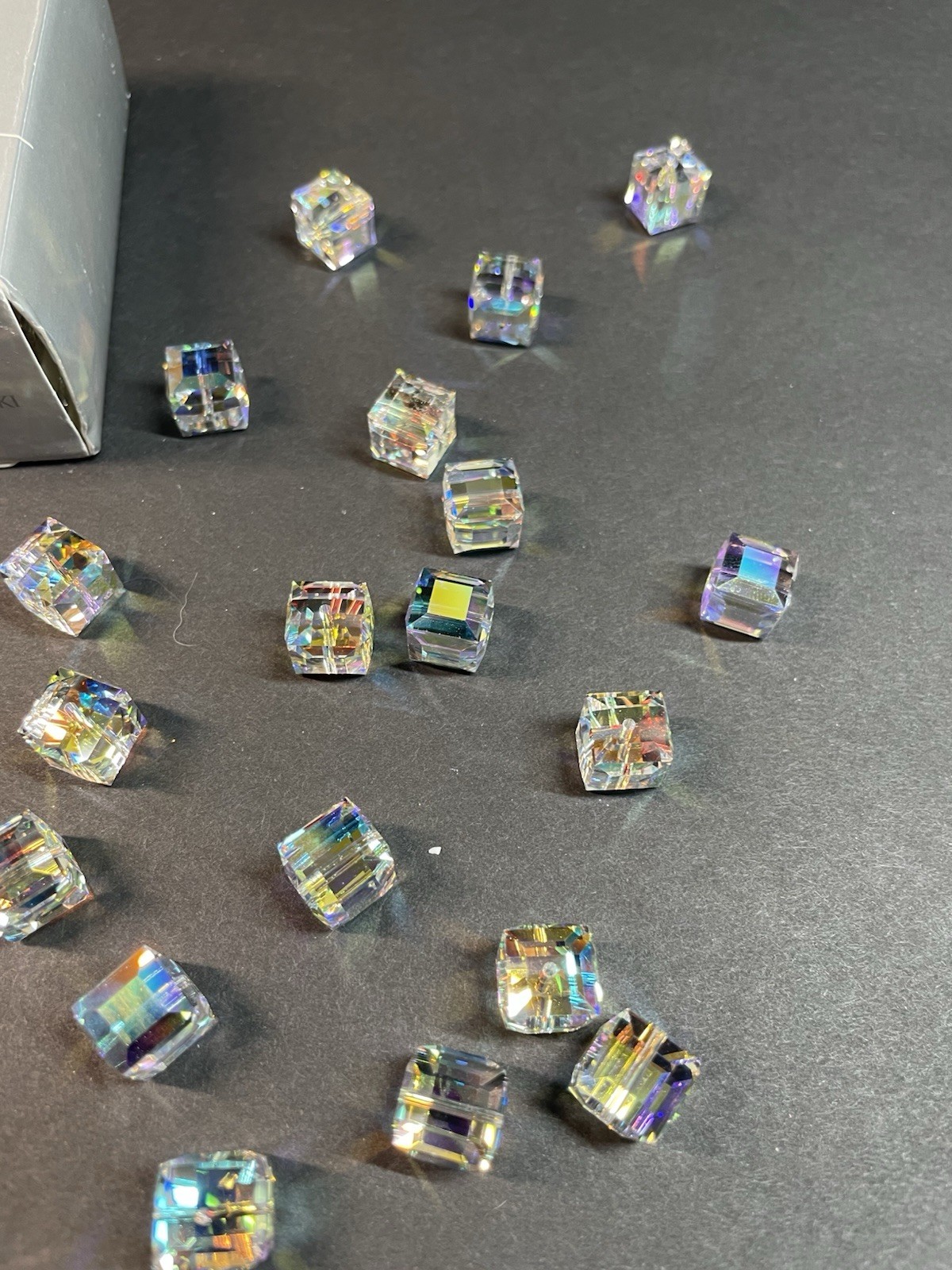 144 Factory Pack Swarovski Crystal 5601 AB Square 10mm Beads Aurora Borealis