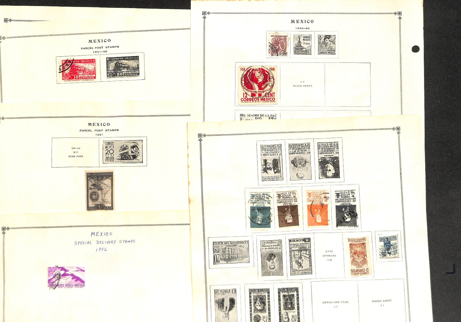Mexico Stamp Collection on 25 Scott International Pages, 1856-1958 (BD)