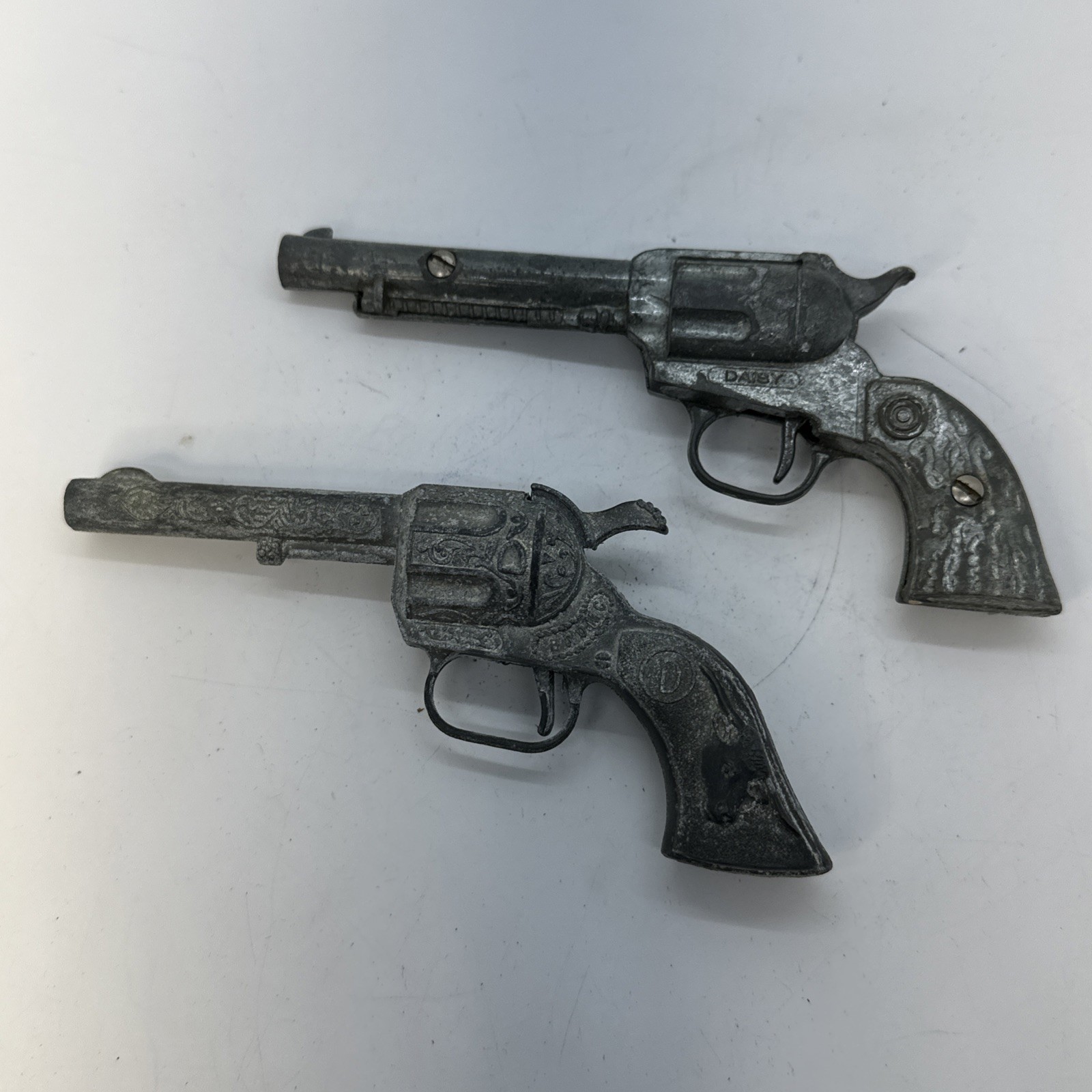 Vintage Bronc Circle D & Daisy Bullseye Cap Gun Pistol Revolver 1950's USA