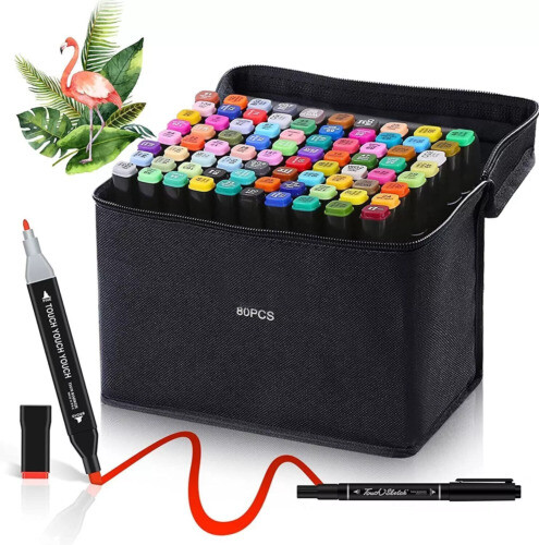 80 Colors Markers Graphic Drawing Painting Alcohol Art Dual Tip Sketch Pens Kit