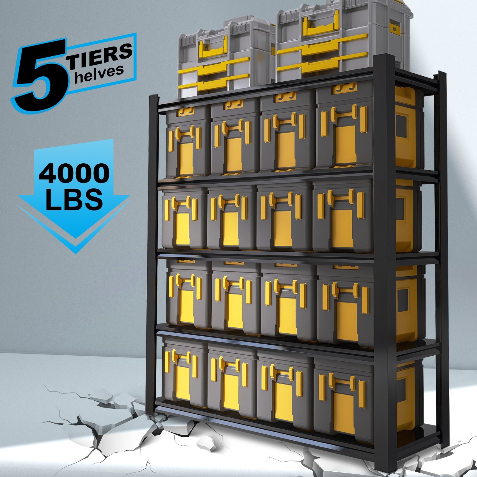 5-Tier Heavy Duty Garage Storage Shelf with Adjustable Shelves for Workshop