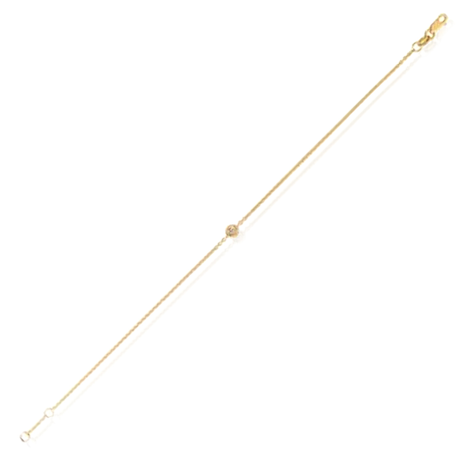 Natural Diamond 14K Gold Yellow White Rose Solitaire Cable Bracelet 6.5-7" Adjus