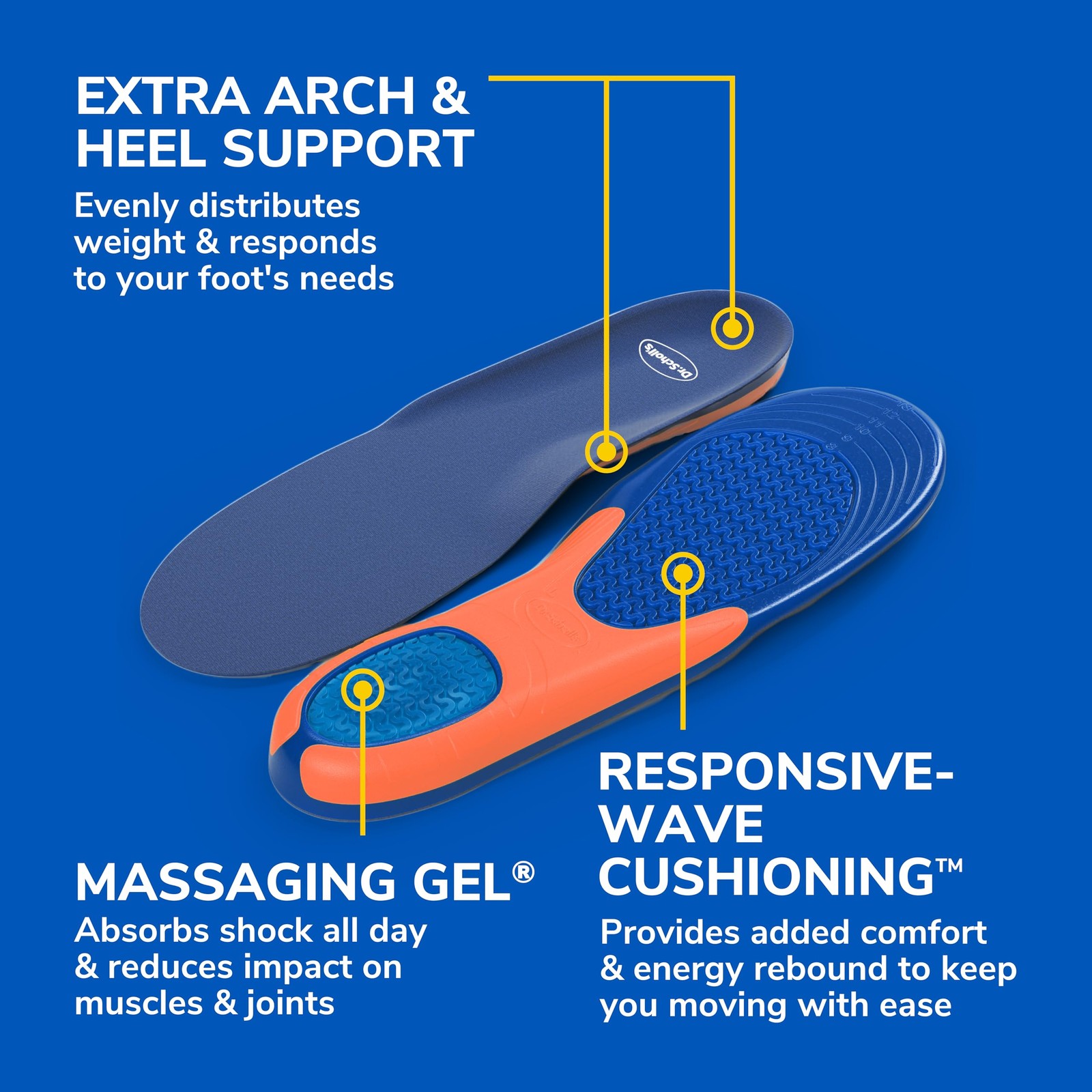 Dr. Scholl’s Extra Comfort Support Insoles Men, Size 8-14, 1 Pair: All-Day
