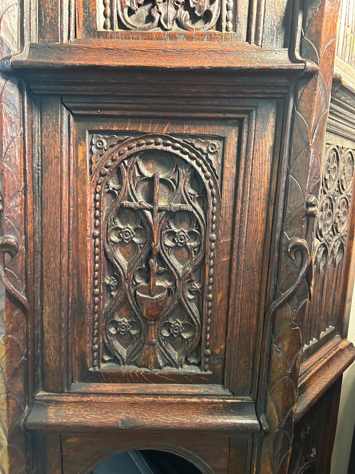 19th Century oak gothic revival cabinet