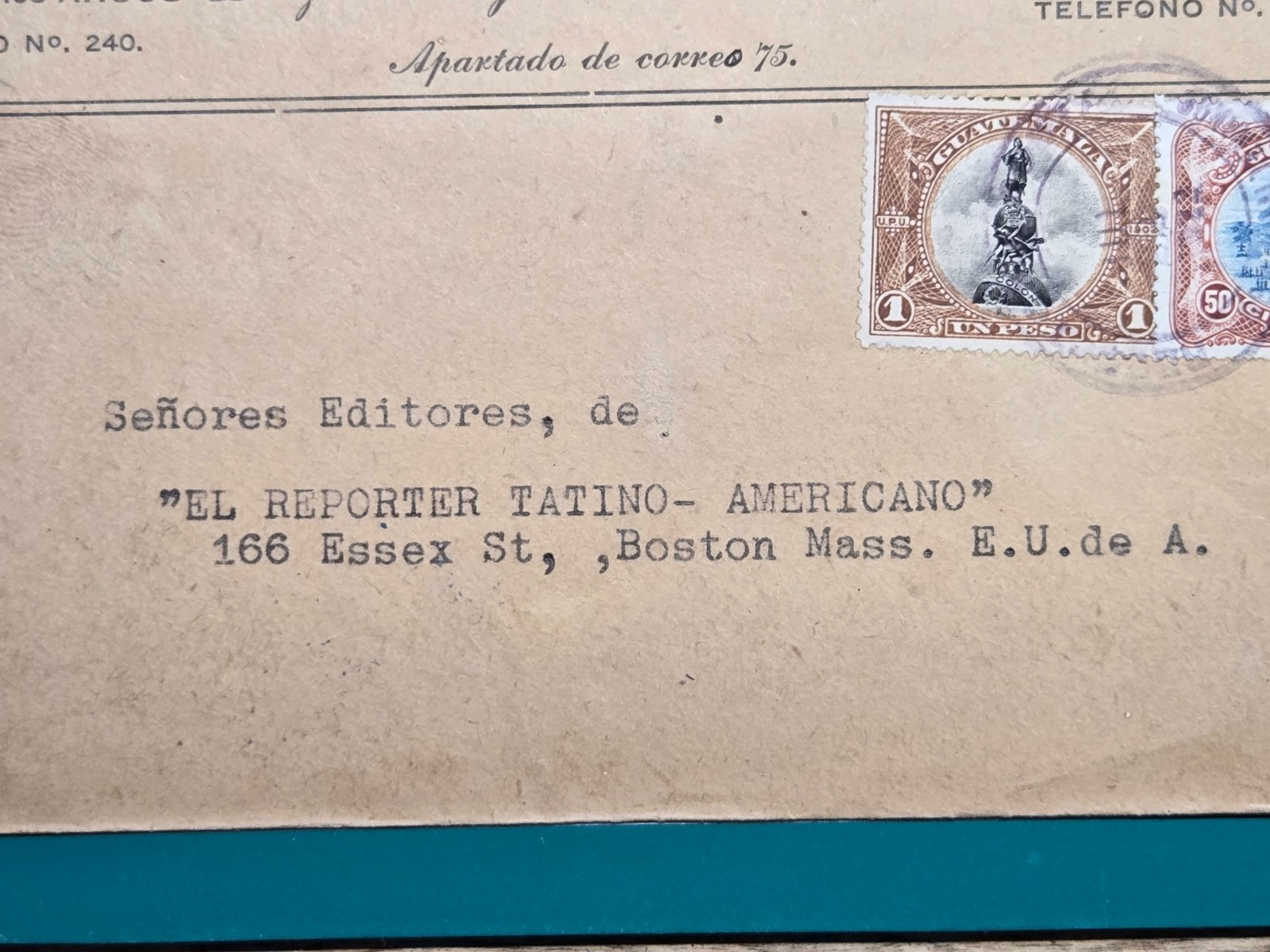 1922 Guatemala 1.50 Peso Cover to USA – 1902 National Symbols Issue