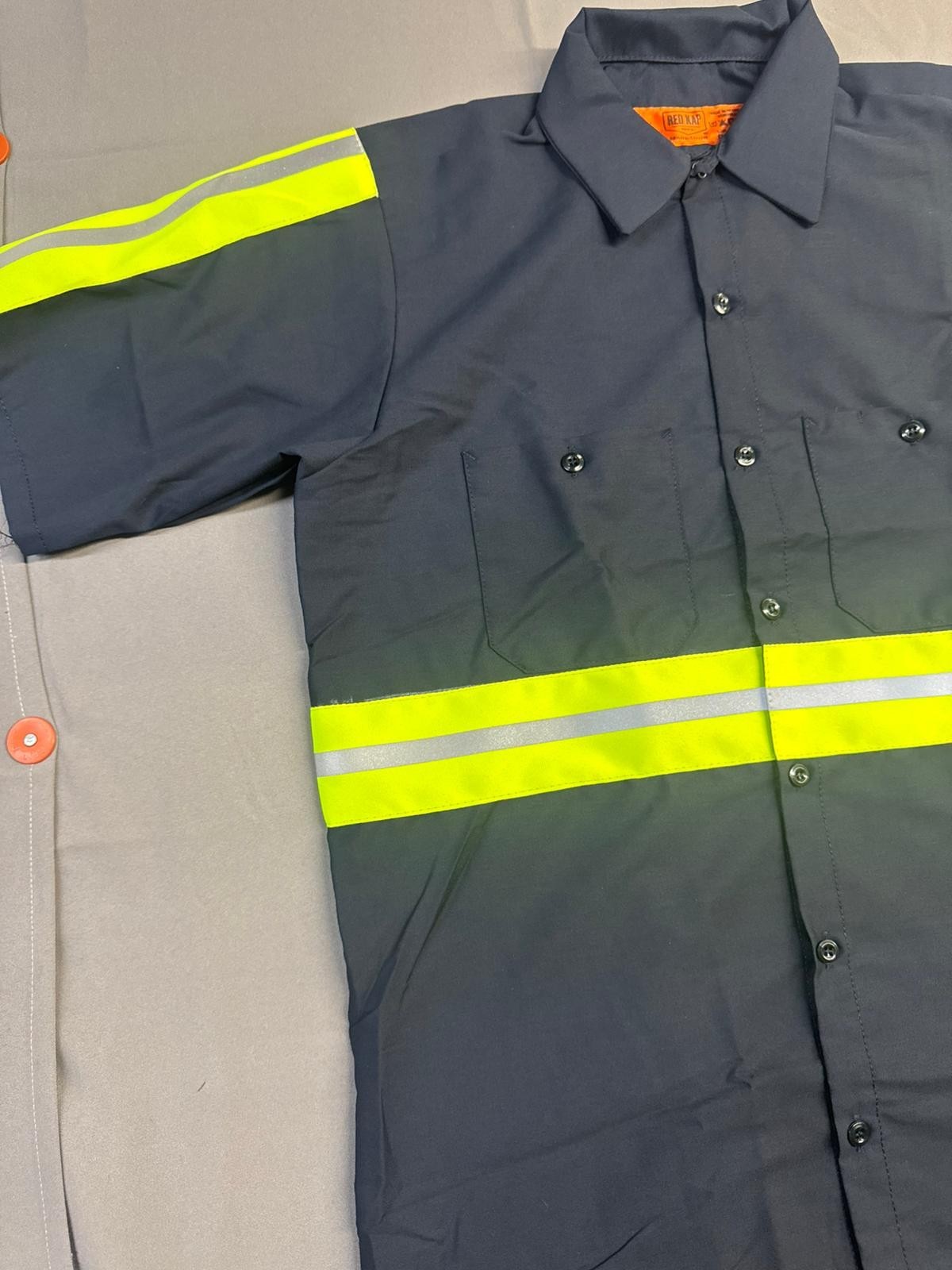 Red Kap Men's Enhanced Visibility Industrial Work Shirt Navy