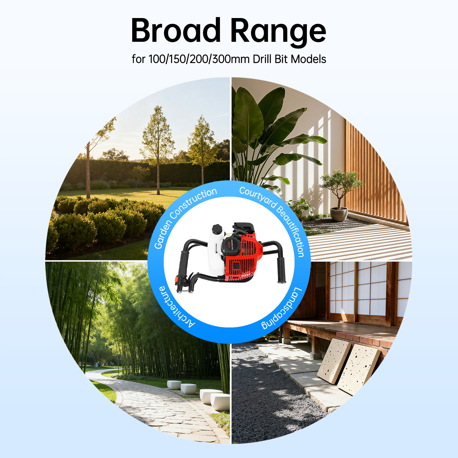 52CC 2-Stroke 2HP Gas Powered Earth Auger Post Hole Digger