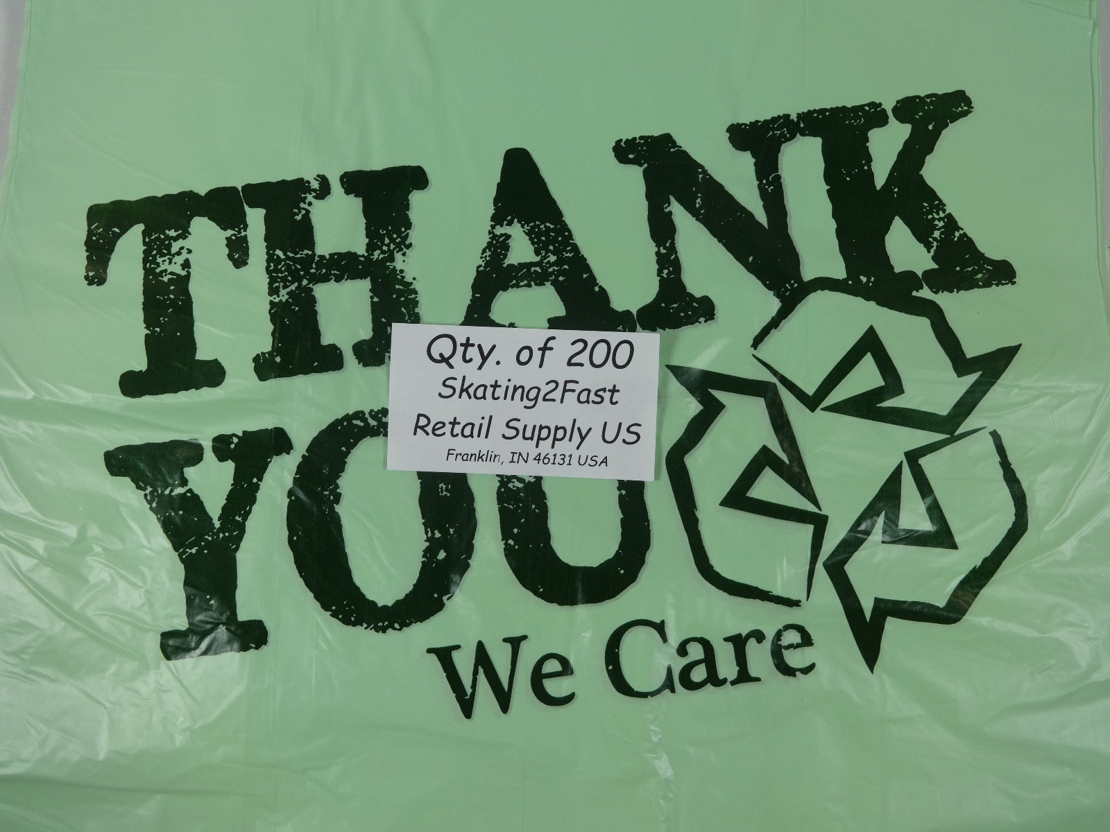 Bio-Degradable THANK YOU T-Shirt Bags 11.5" x 6" x 21" Green Plastic Bags Only