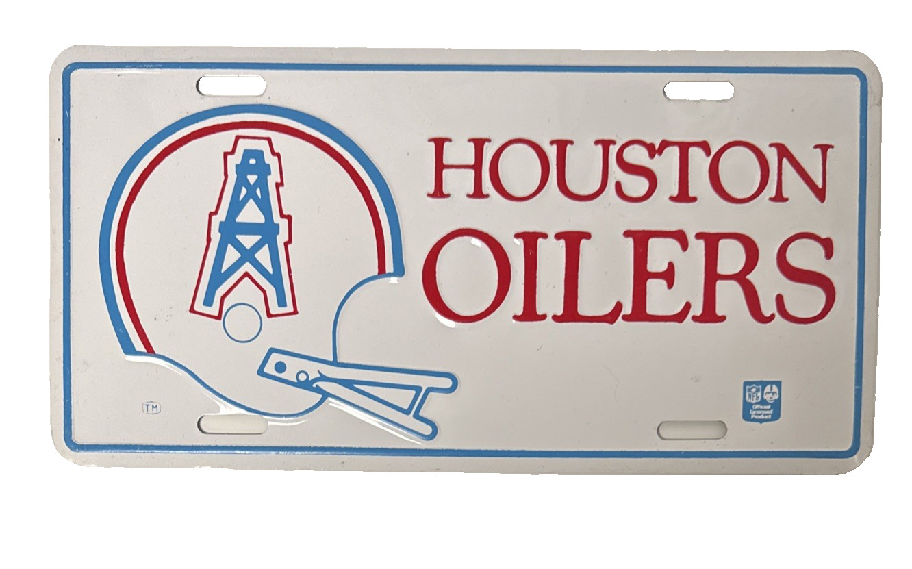 Vintage HOUSTON OILERS NFL BOOSTER METAL EMBOSSED License Plate